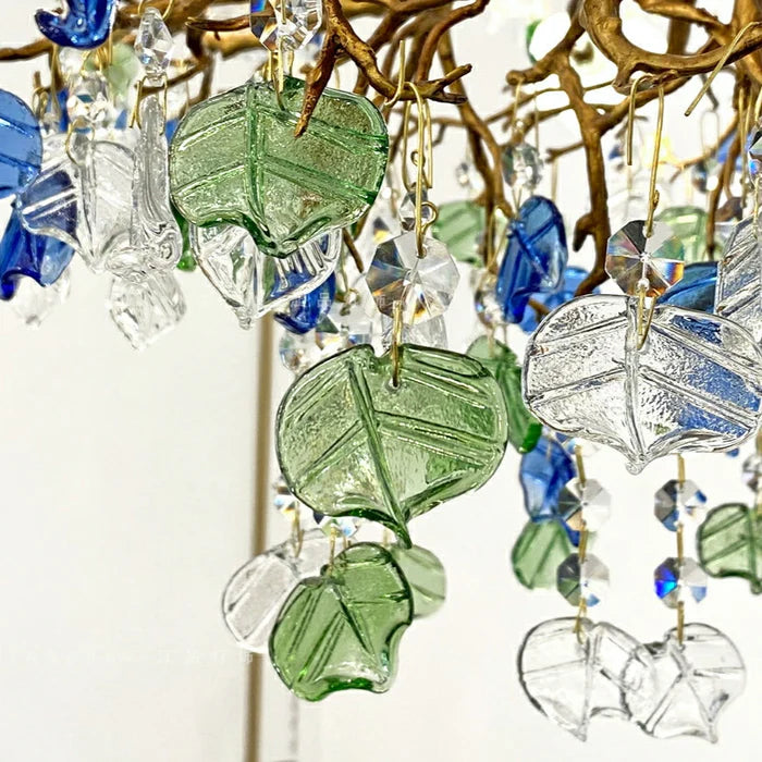 Stylish Colored Glaze Flower Crystal Chandelier