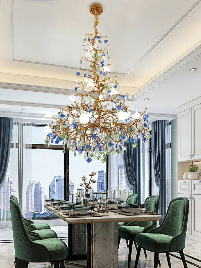 Stylish Colored Glaze Flower Crystal Chandelier