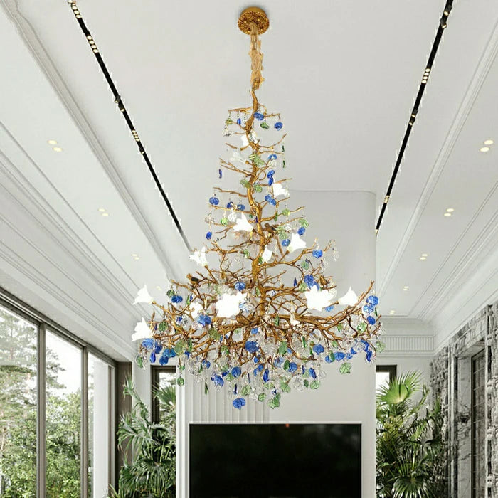 Stylish Colored Glaze Flower Crystal Chandelier