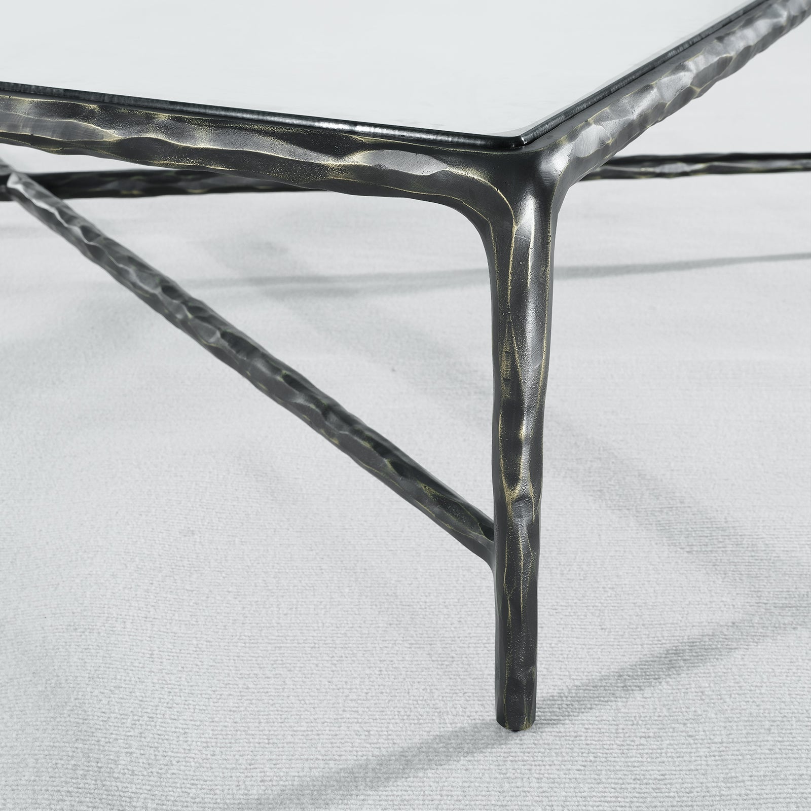 Vintage Forged Glass Rectangular Coffee Table