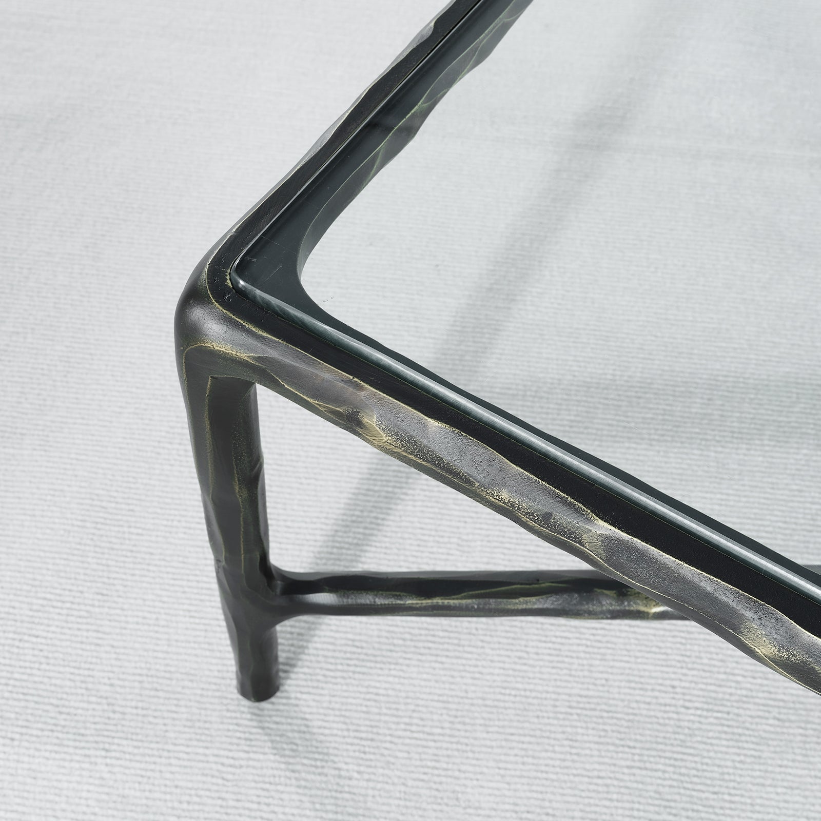 Vintage Forged Glass Rectangular Coffee Table