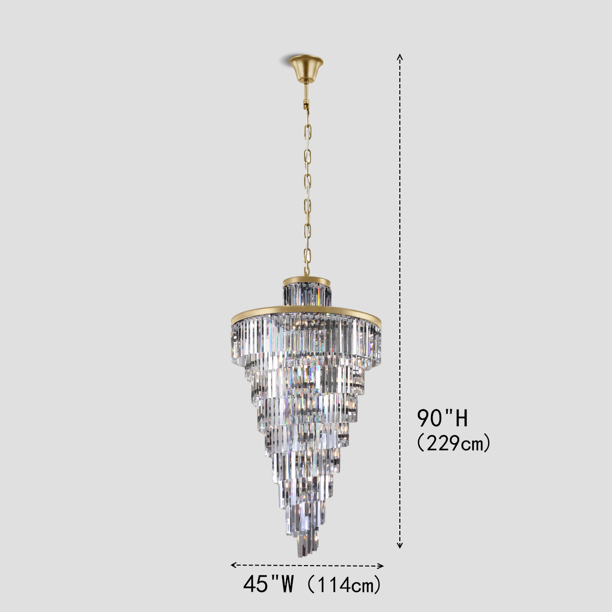 1920s Classical Multi-Tiered Layered Crystal Rod Chandelier
