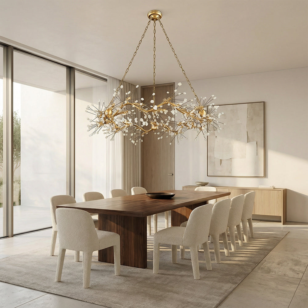 Waving Twelve-Light Quartz Chandelier