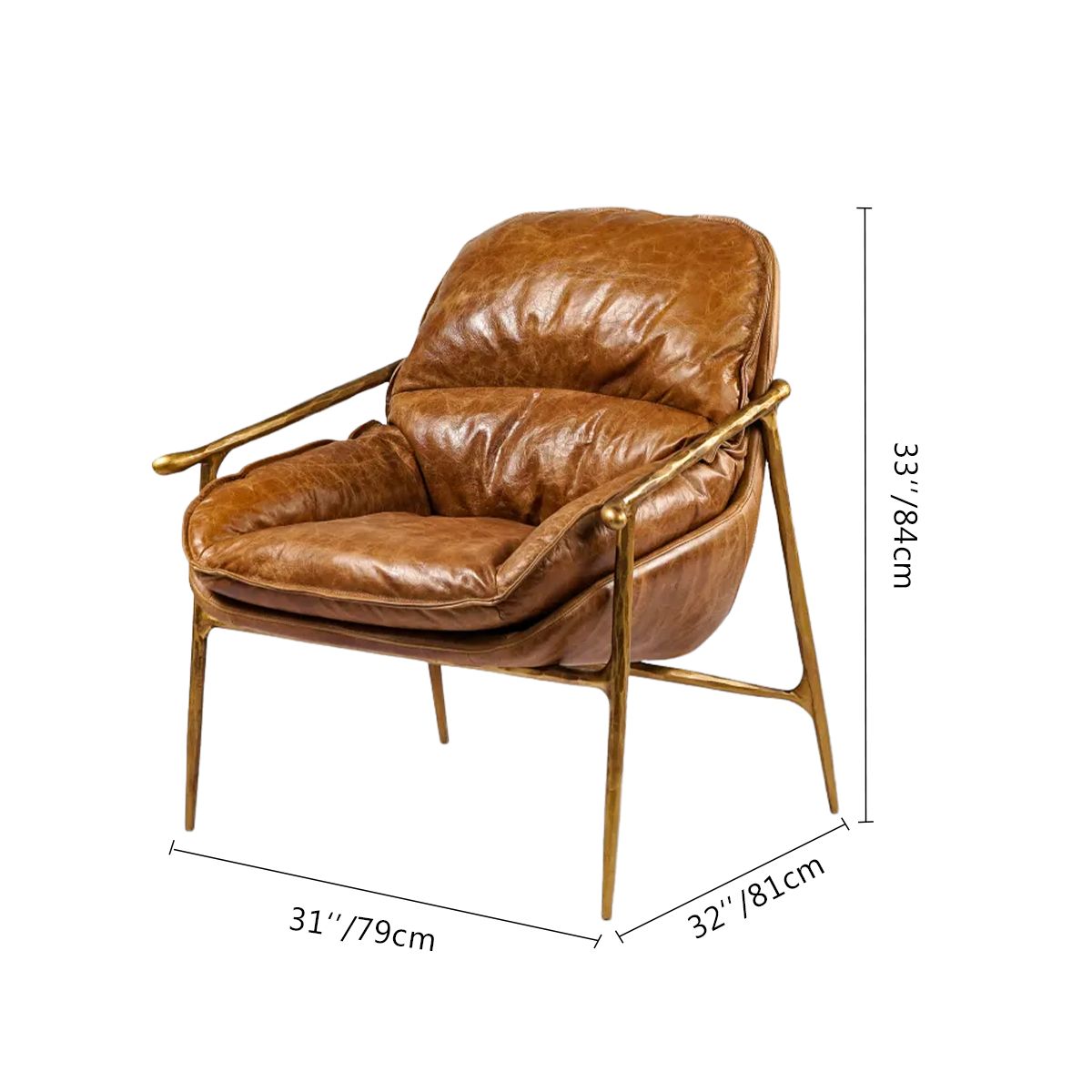 Vintage Forged Brown Leather Accent Chairs