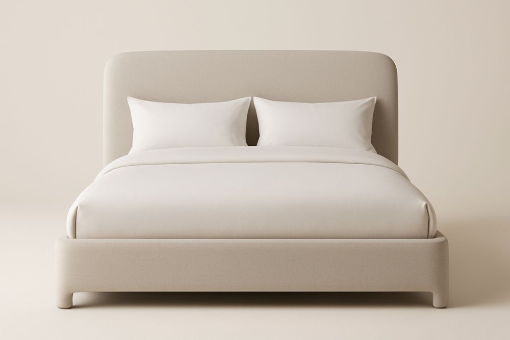 Letto matrimoniale imbottito in tessuto poliestere beige 200x160 cm (Lu×L)