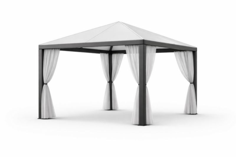 Gazebo da Esterno in Alluminio con Tende Laterali in Poliestere 3x3m