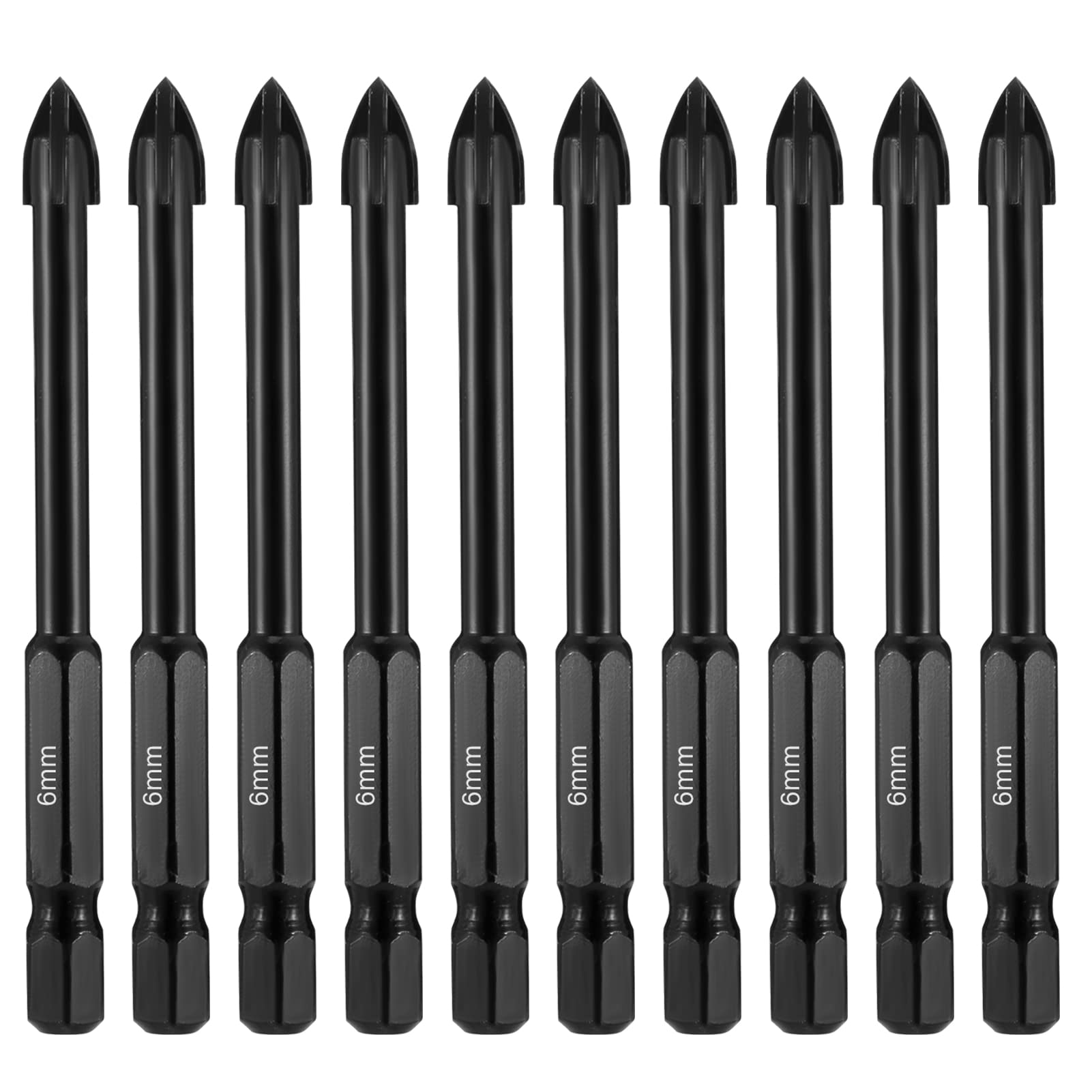 FRIUSATE Glass Tile Drill Bit 6mm 10 Pcs Hex Shank Masonry Concrete Drill Set