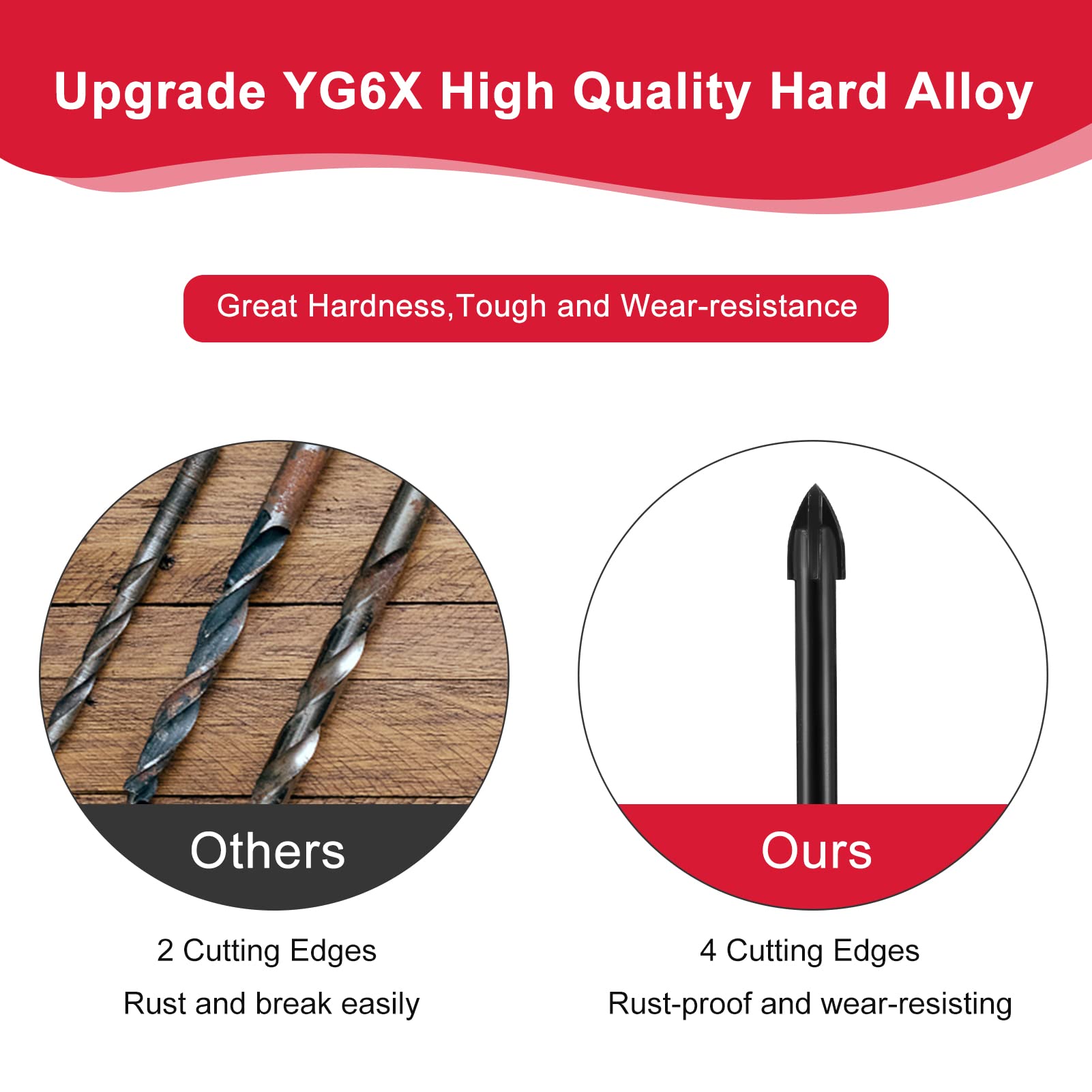 FRIUSATE Glass Tile Drill Bit 6mm 10 Pcs Hex Shank Masonry Concrete Drill Set