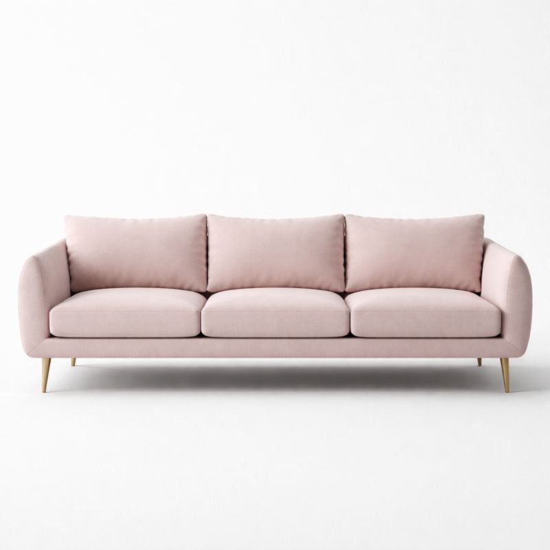 Canapé 3 places en tissu et métal rose 220x85x75cm