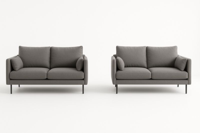 Ensemble de 2 Canapés en Tissu Gris avec Cadre Métal