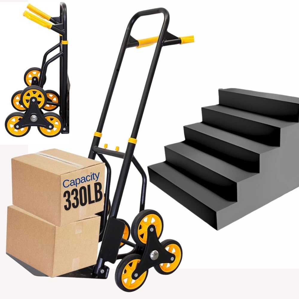 Stair Climbing Dolly – Heavy-Duty Folding Hand Truck with 6 Wheels, Telescoping Handle & 330 lb Capacity