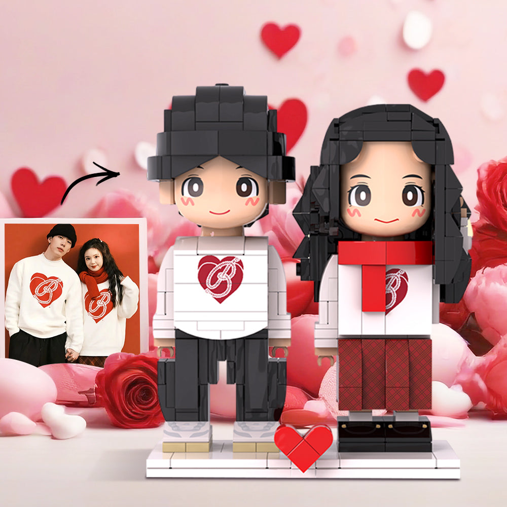 Dos Figuras De Ladrillos Duddu Personalizadas Con Foto. Figuras De Ladrillos Duddu Hechas A Mano. Regalos De Cumpleaños Y San Valentín Para Niñas. - GiftlabES