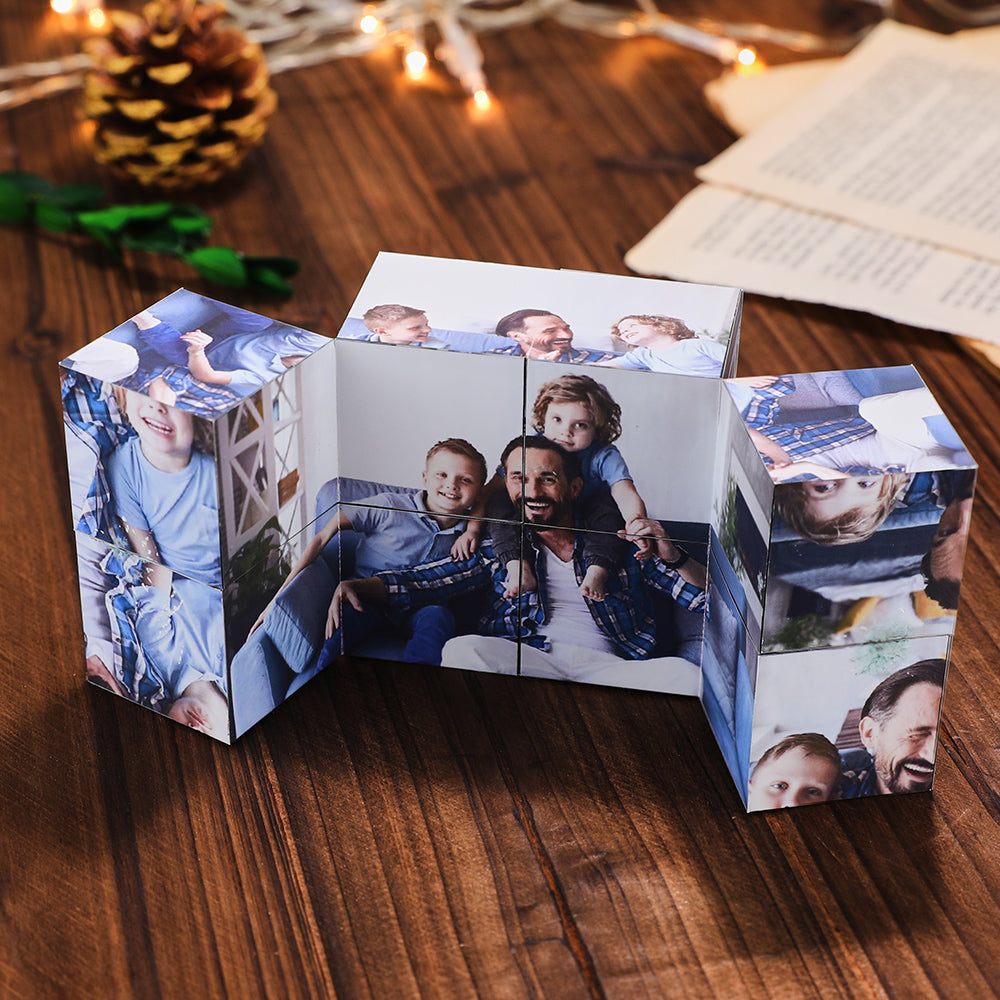 Cubo Fotográfico Plegable Infinito Personalizado Para Múltiples Fotos, Regalo Para El Día Del Padre - GiftlabES