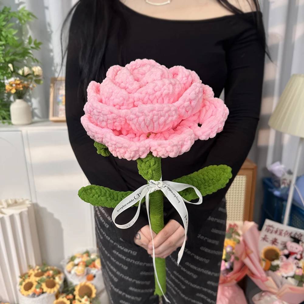 Ramo De Flores Gigantes De Rosas, Girasoles Y Claveles Hecho A Mano A Crochet, Regalo Floral Para Mamá. - GiftlabES