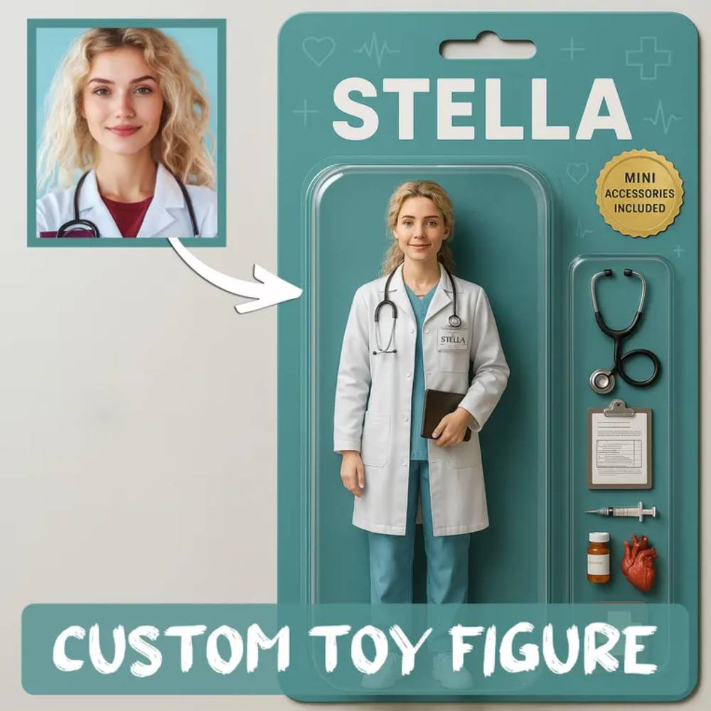 Figura De Acción Personalizada De Cuerpo Completo Con Efecto 3d, Empaque Estilo Caja De Juguete, Regalo Artístico, Colgador De Coche Acrílico Personalizado, Regalo Del Día De La Enfermera Para Médicos Y Enfermeras. - GiftlabES