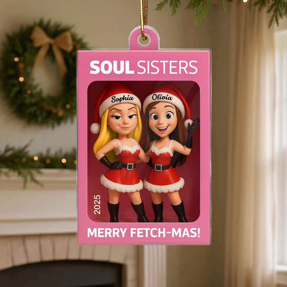 Adorno Acrílico Personalizado De Cool Girls Merry Fetch-mas, Regalo Navideño Divertido Para Mejores Amigas. - GiftlabES
