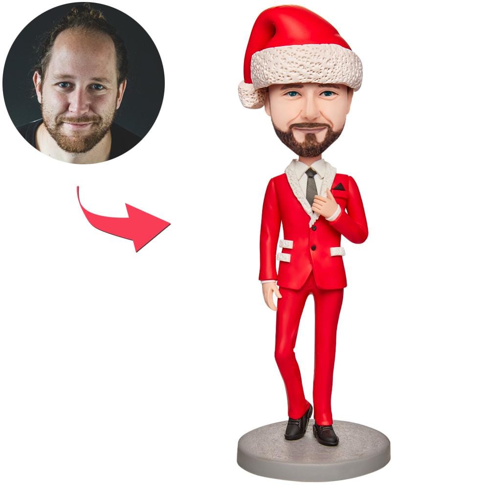 Regalo De Navidad Niño De Navidad Con Traje Rojo Figura Cabezona Personalizada Con Texto Grabado - GiftlabES