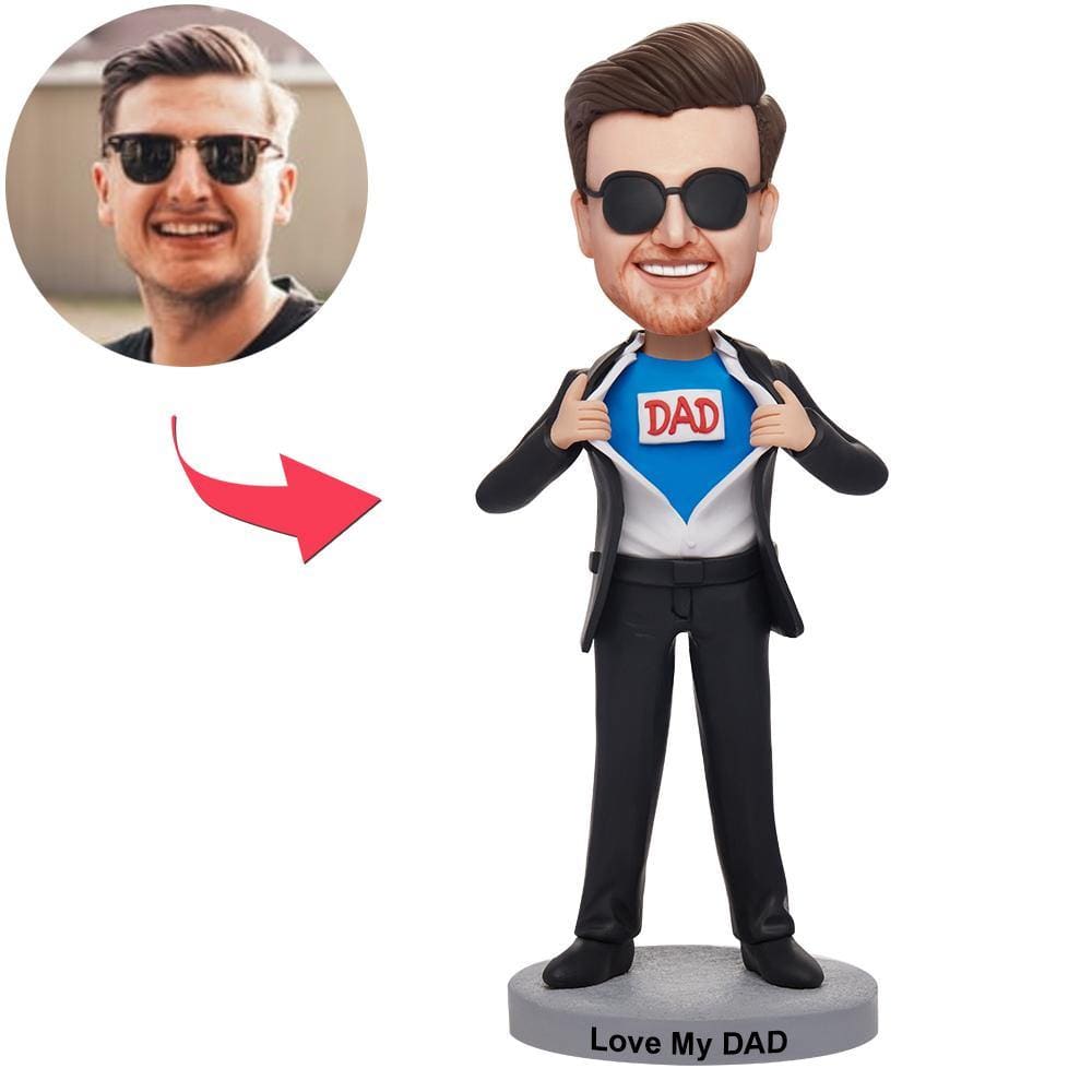 Figura Cabezona Personalizada De 'papá Genial, Súper Padre' Con Texto Grabado. - GiftlabES