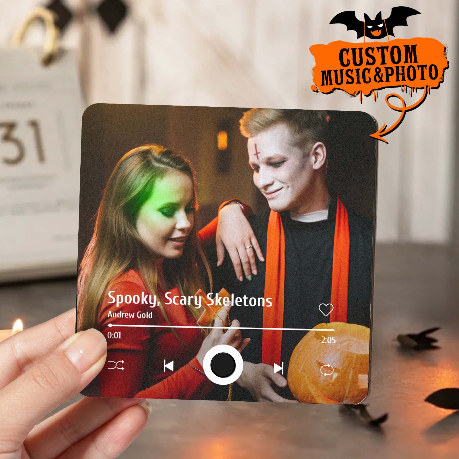 Imán De Nevera Personalizado Con Álbum De Halloween Y Foto. Imán De Nevera Musical Personalizado Que Puede Reproducir Canciones. - GiftlabES