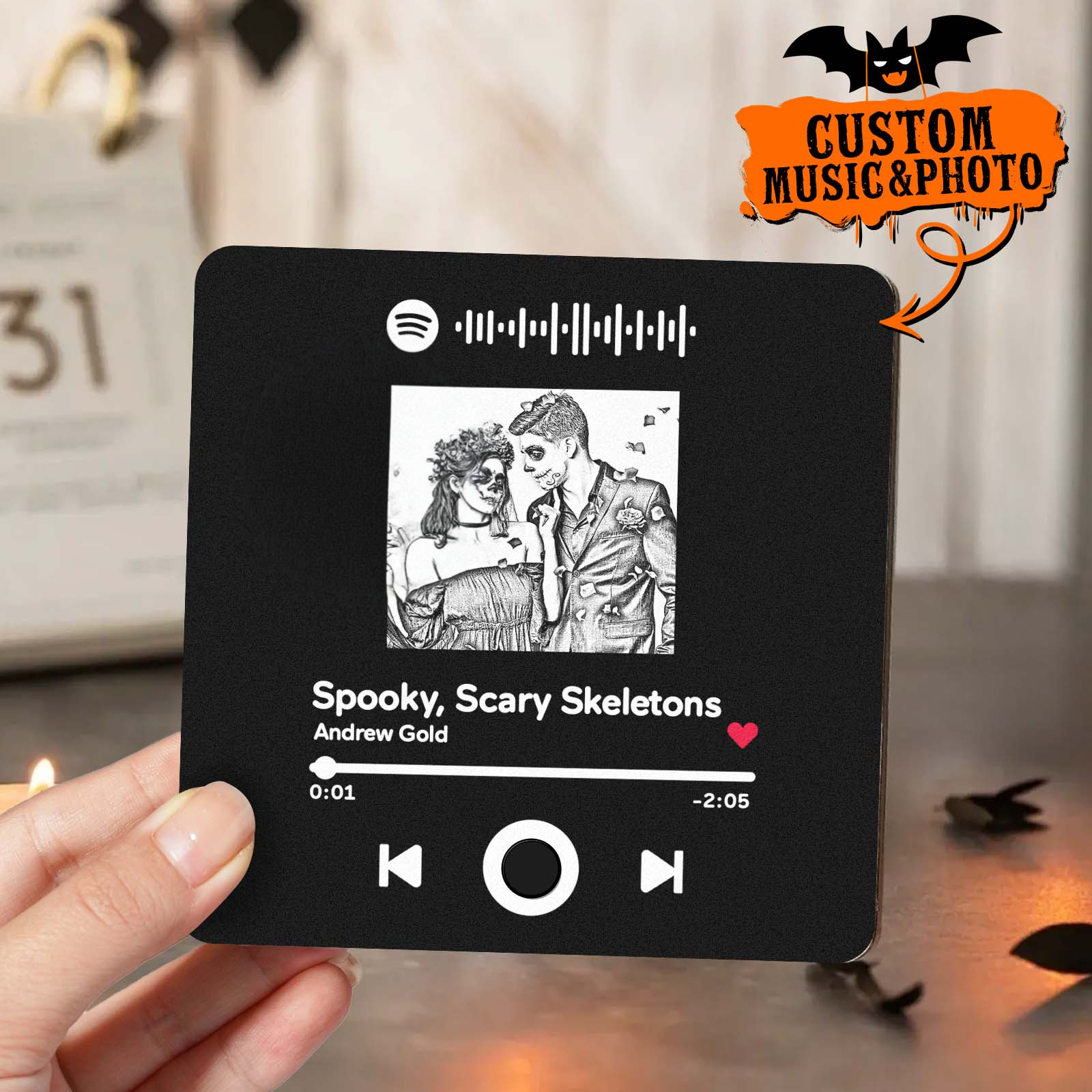 Regalos De Halloween Imán De Nevera Personalizado Con Forma De Álbum Y Código De Spotify Imán De Nevera Musical Personalizado Que Reproduce Canciones Regalos Creativos - GiftlabES