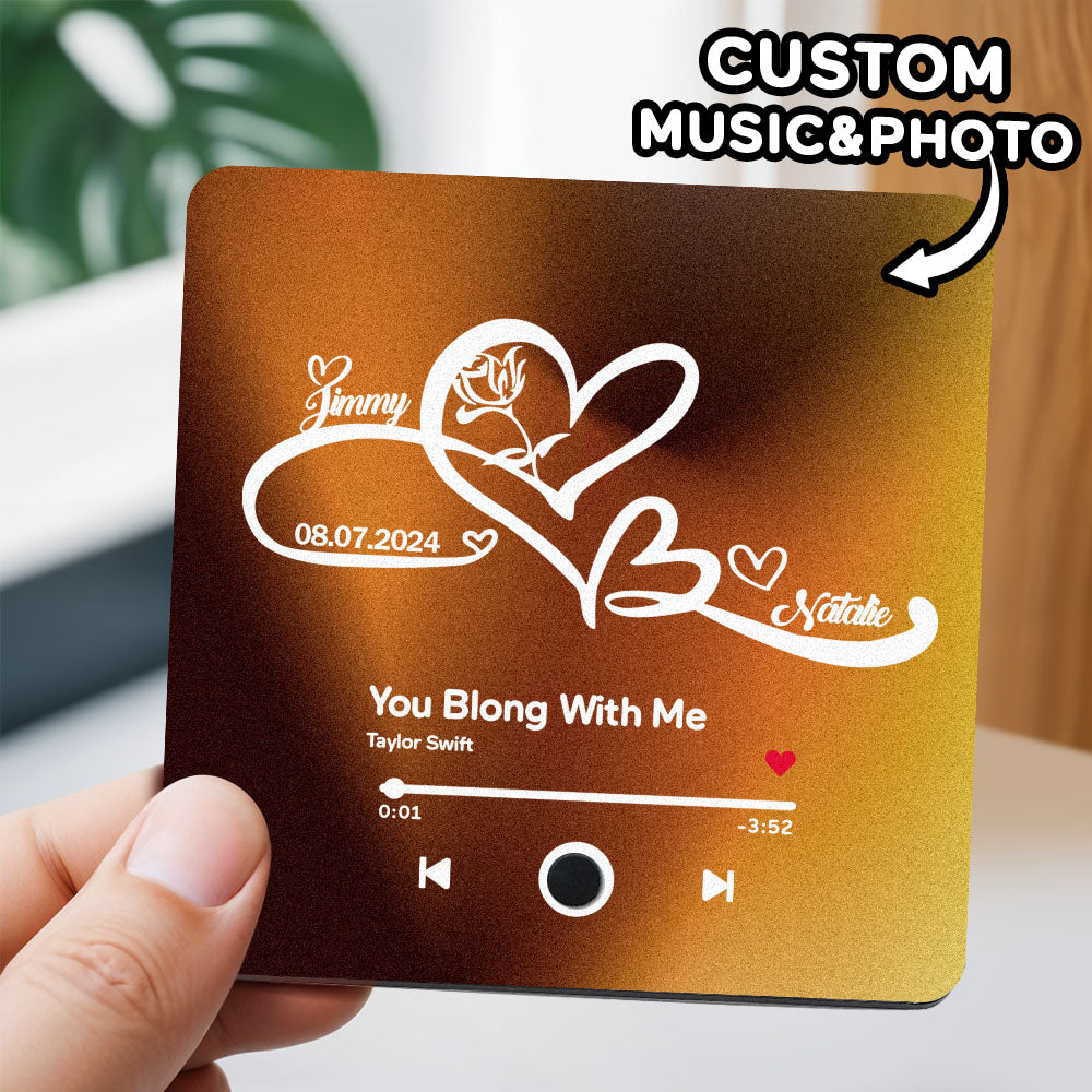 Imán De Nevera Personalizado Con Forma De Álbum Y Nombres. Imán De Nevera Con Música Personalizada Que Reproduce Canciones. Regalos Para Amantes De La Música. - GiftlabES