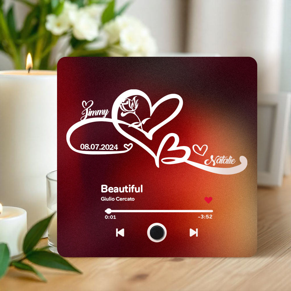 Imán De Nevera Personalizado Con Forma De Álbum Y Nombres. Imán De Nevera Con Música Personalizada Que Reproduce Canciones. Regalos Para Amantes De La Música. - GiftlabES