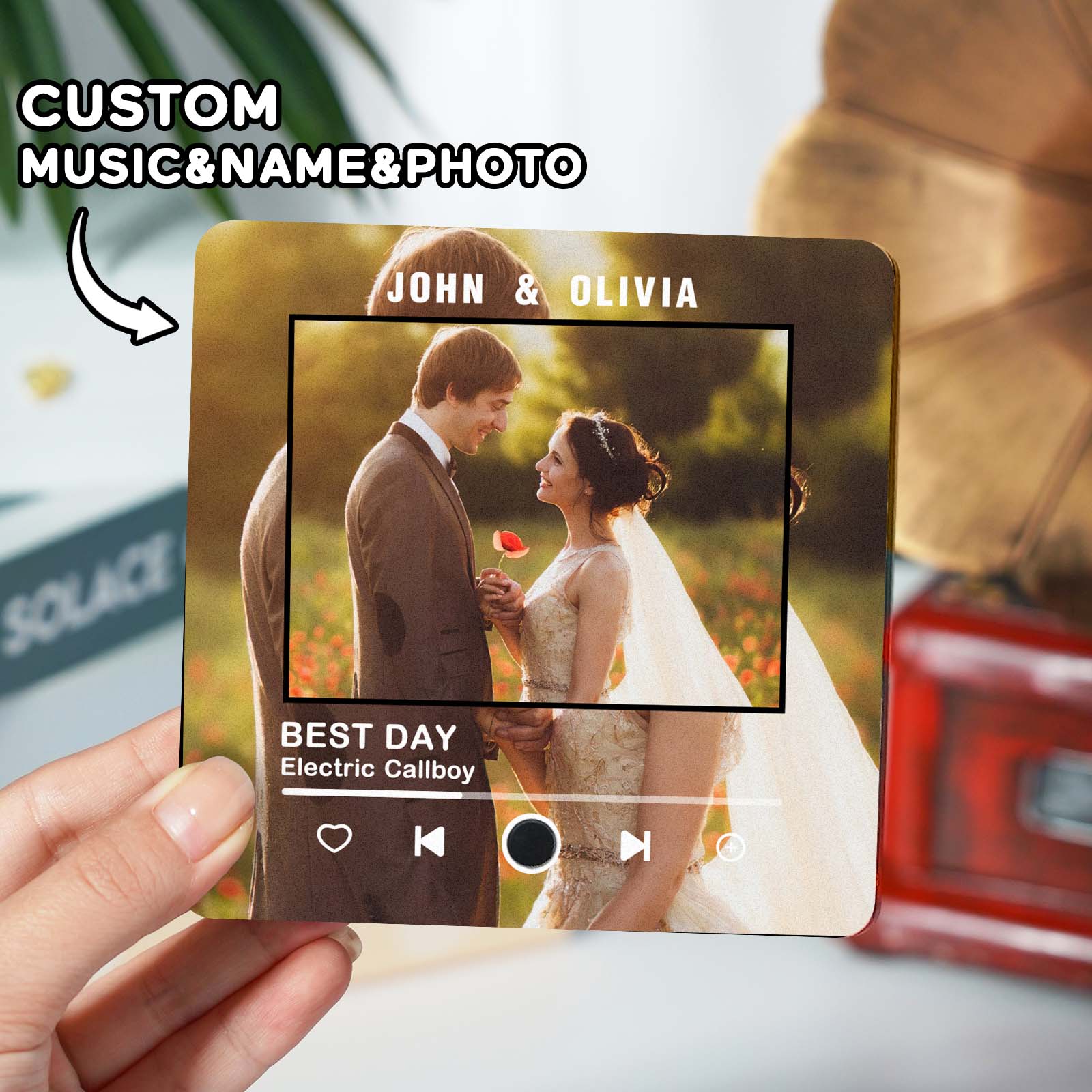 Imán De Nevera Personalizado Con Álbum De Fotos Y Música. Puede Reproducir Canciones Y Cambiar Archivos De Música. - GiftlabES