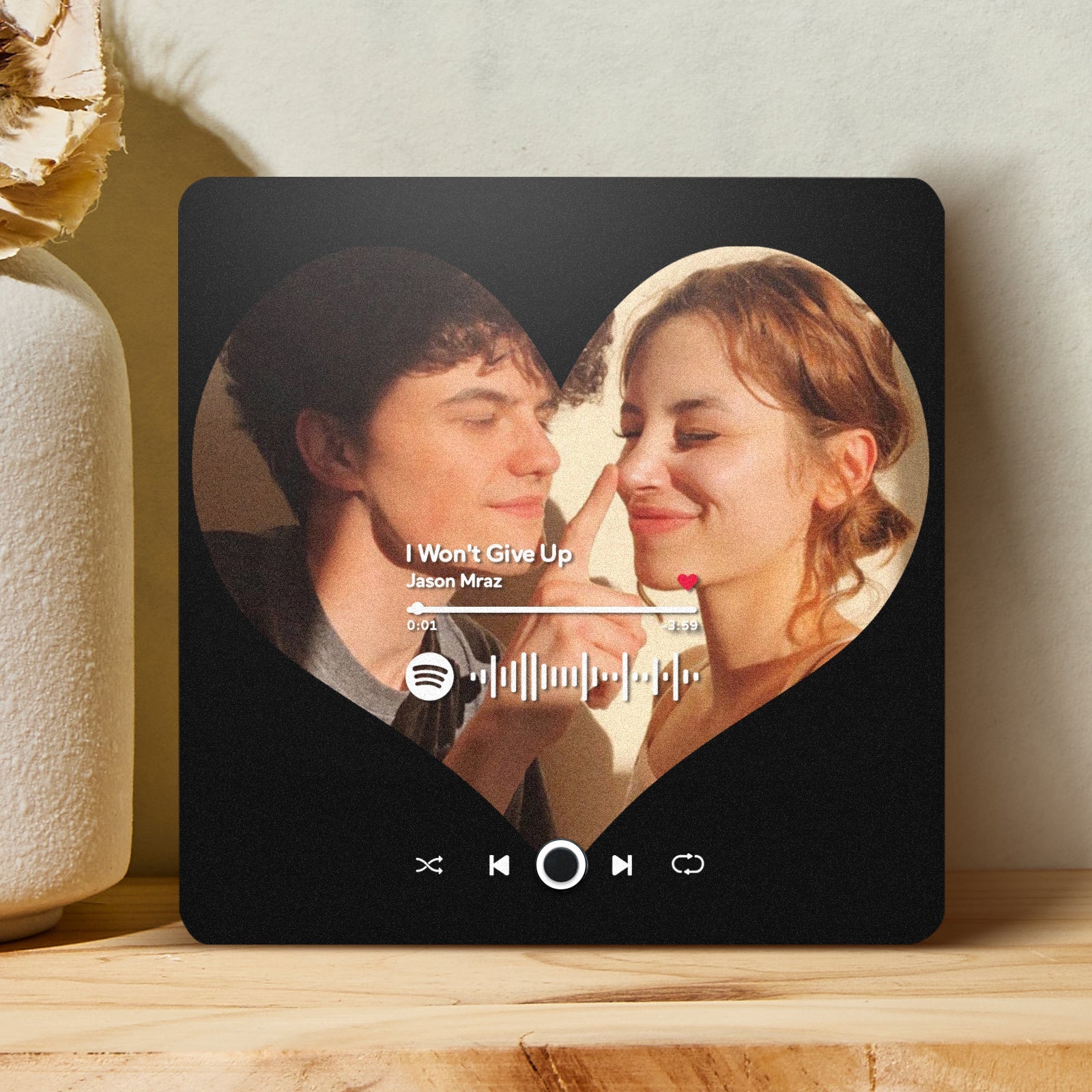 Imán De Nevera Personalizado Con Forma De Álbum Y Corazón. Puede Reproducir Canciones Y Cambiar Archivos De Música. - GiftlabES