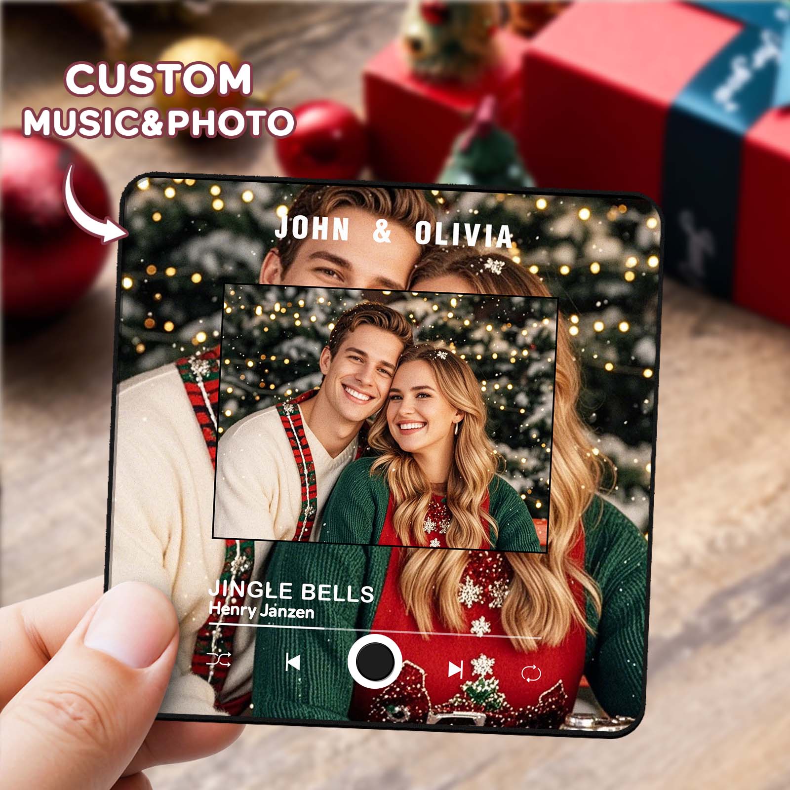 Imán De Nevera Con Álbum Personalizado, Imán De Nevera Musical Que Reproduce Canciones, Regalo De Navidad Para Parejas. - GiftlabES