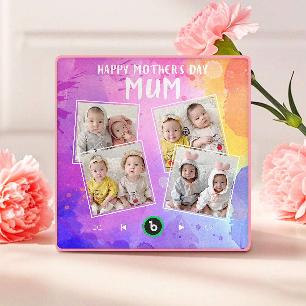 Imanes Personalizados Para Nevera Con Música Que Reproducen Música Y 4 Fotos. Regalos Para El Día De La Madre. - GiftlabES