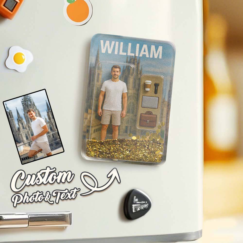 Paquete De Figuras De Acción Con Efecto 3d Personalizado, Empaque Estilo Caja De Juguete, Regalo Artístico, Imán De Nevera Personalizado Con Arena Movediza, Regalo Para Papá - GiftlabES