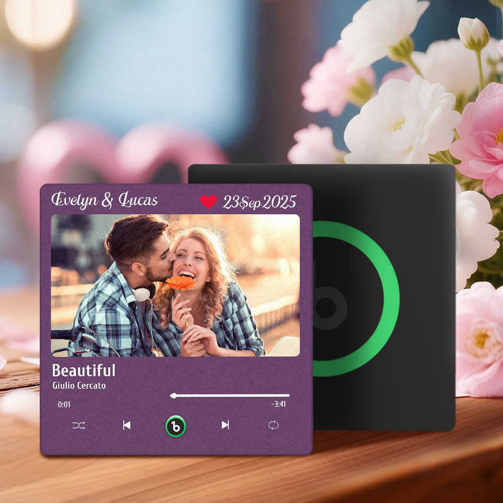 Imán De Nevera Musical Personalizado Con Foto Y Canción Reproducible. Regalo Único Para Parejas. - GiftlabES