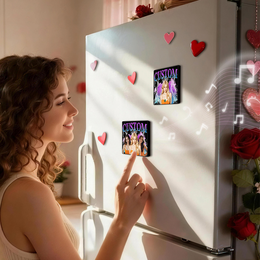 Imán De Nevera Musical Personalizado Con Foto Y Canción, Interactivo, Decoración Romántica, Regalo Para Parejas - GiftlabES