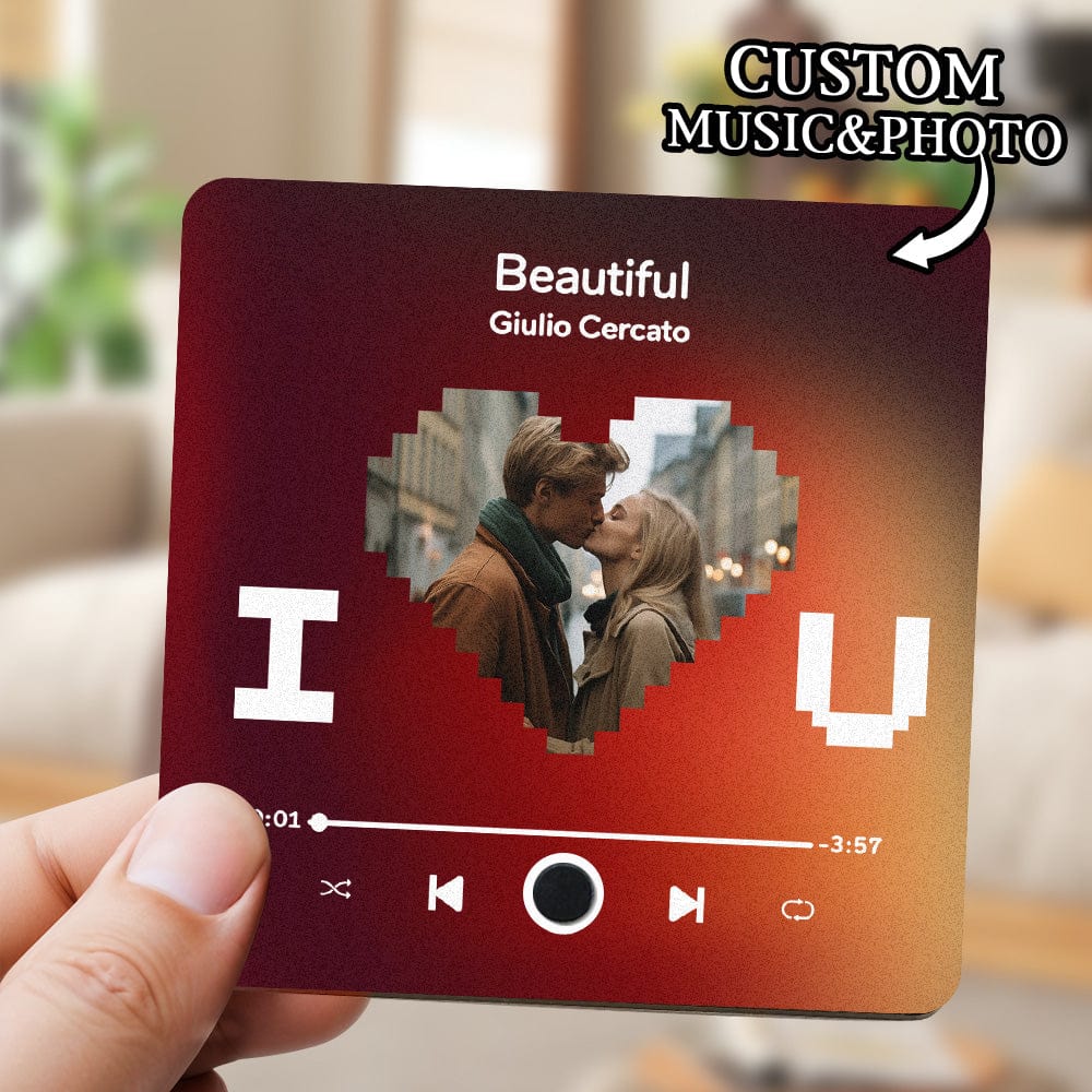 Imán De Nevera Personalizado Con Música Imán De Nevera Personalizado Con Foto De Corazón Regalo De Navidad Te Quiero - GiftlabES