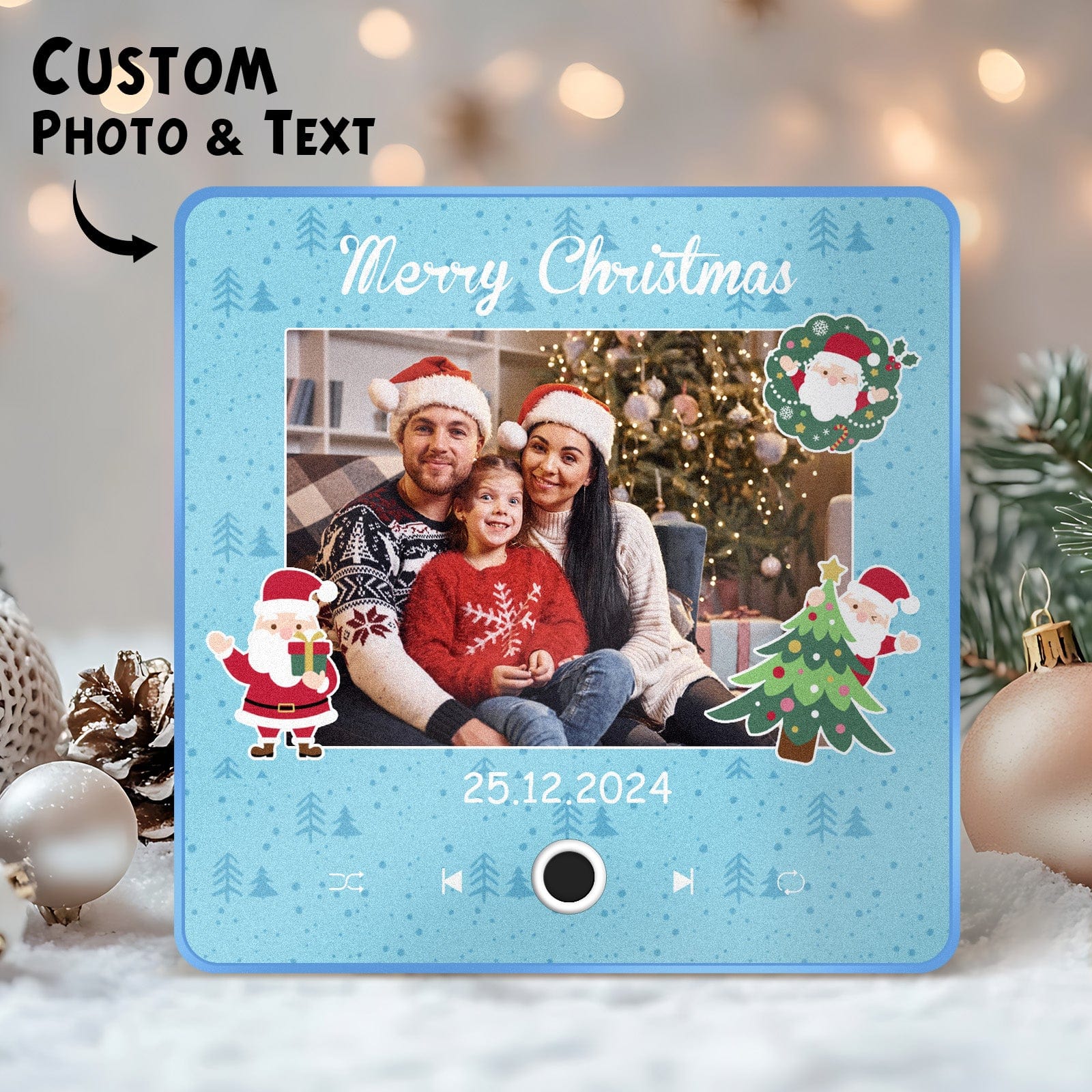 Imán De Nevera Personalizado Con Música Imán De Nevera Personalizado Con Papá Noel Y Foto Para Un Regalo De Navidad Creativo - GiftlabES