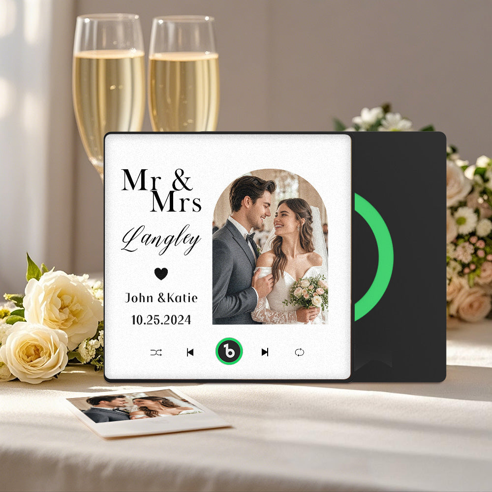 Imán De Nevera Personalizado Con Música Y Foto. Imán De Nevera Con Música Para Regalos De Boda. - GiftlabES