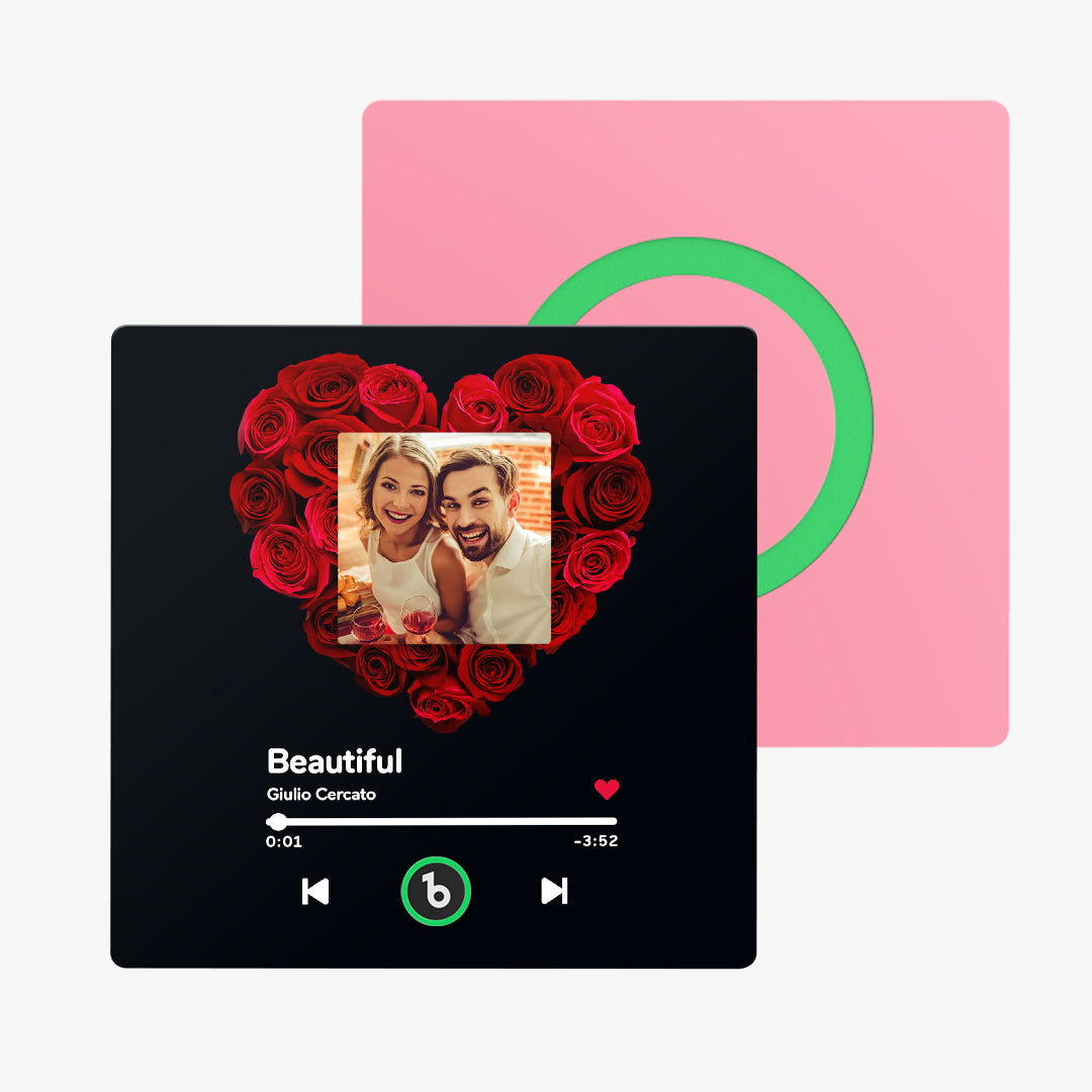 Imán De Nevera Personalizado Con Diseño Musical, Rosa Y Foto. Imán De Nevera Con Diseño De Álbum Colorido. Regalos Para Ella. - GiftlabES