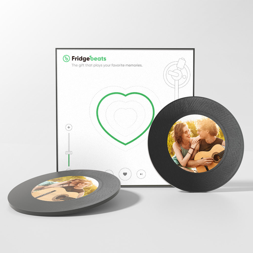 Imán De Nevera Personalizado Con Música Y Fotos. Se Pueden Personalizar De 1 A 6 Vinilos Y Canciones. - GiftlabES