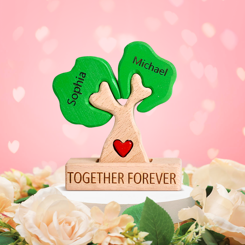 Regalos De San Valentín: Rompecabezas De Árbol Genealógico De Madera Con Nombres Personalizados Para La Decoración Del Hogar. - GiftlabES