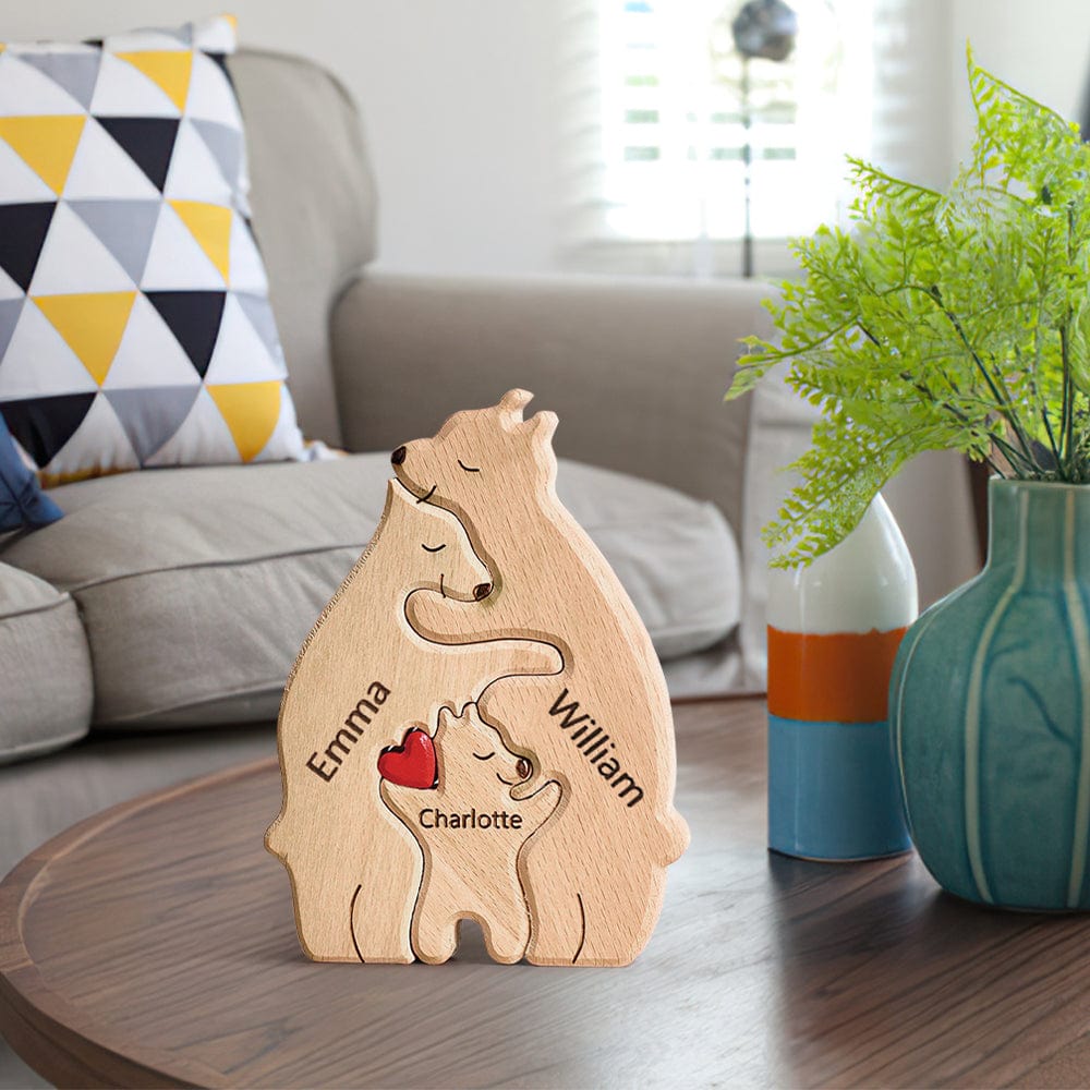 Rompecabezas De Madera Con Forma De Oso, Rompecabezas Con Nombres Familiares Personalizados, Decoración Del Hogar. - GiftlabES
