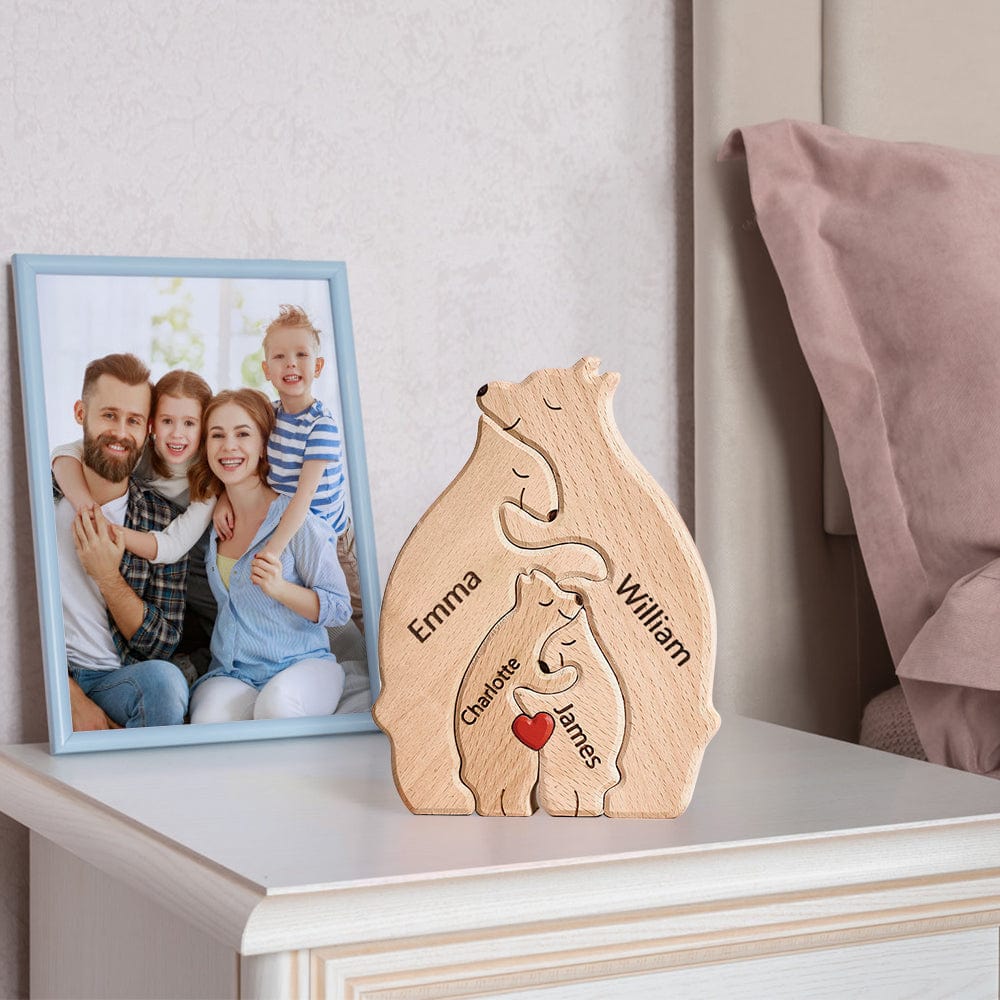 Osos De Madera, Placa, Osos, Rompecabezas, Nombres Familiares Personalizados, Rompecabezas, Decoración Del Hogar - GiftlabES
