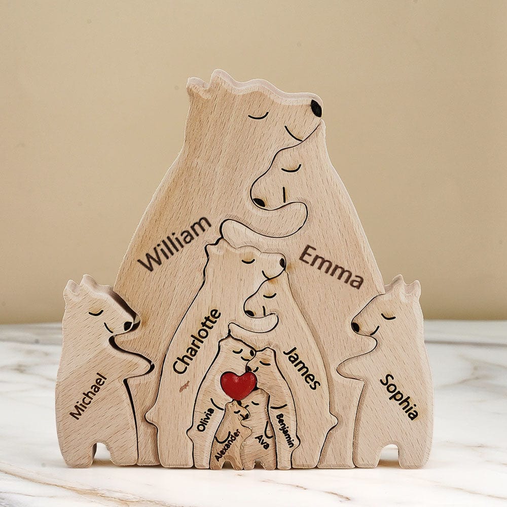 Rompecabezas De Osos De Madera Con Nombres Personalizados Para La Familia, Decoración Del Hogar, Regalos - GiftlabES