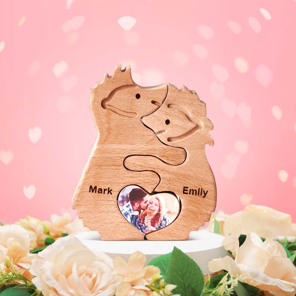 Regalos De San Valentín: Rompecabezas De Erizos De Madera Personalizados Con Nombres Para Parejas, Ideales Para La Decoración Del Hogar. - GiftlabES