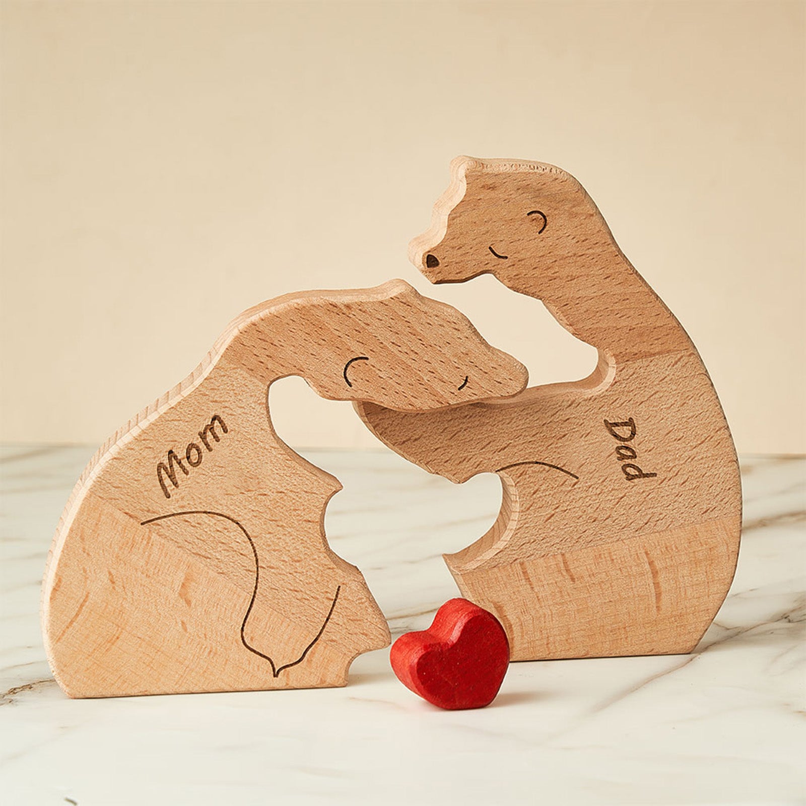 Regalos De San Valentín: Osos De Madera Con Nombres Personalizados, Rompecabezas De Bloques Familiares, Regalos De Decoración Para El Hogar. - GiftlabES