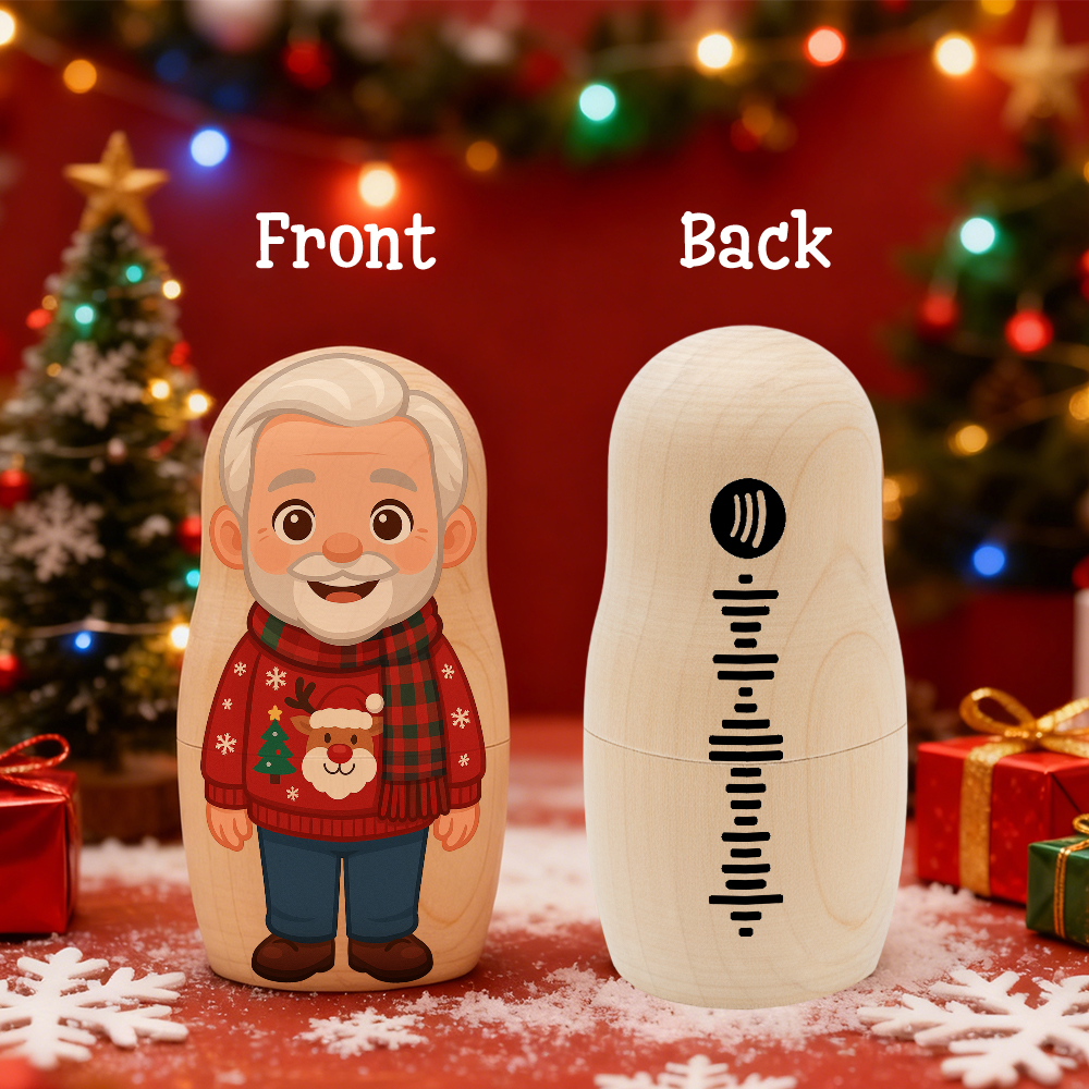 Muñeca Rusa Con Retrato Personalizado, Foto Personalizada Y Música De Spotify, Retrato Estilo Caricatura, Regalo Familiar De Navidad - GiftlabES