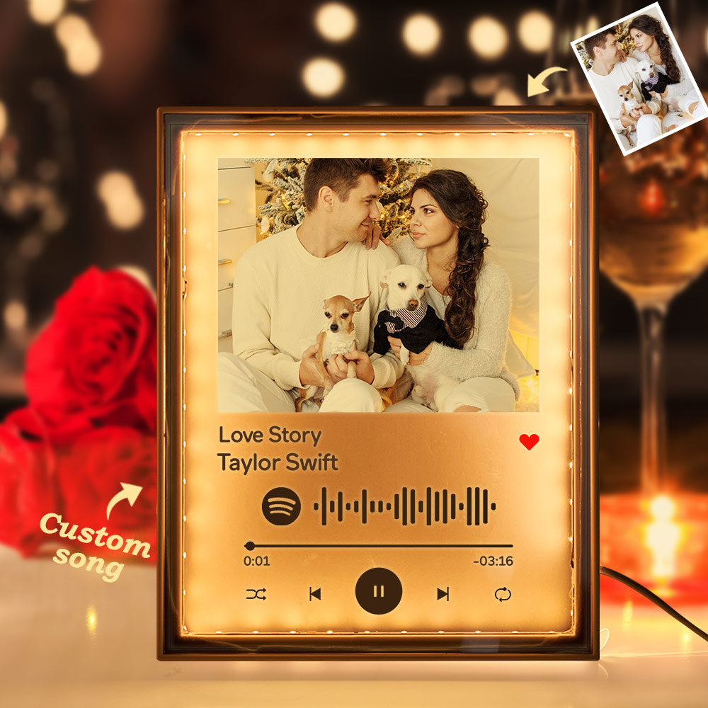 Regalos De San Valentín: Espejo Con Luz Nocturna, Código Musical Personalizado Escaneable Y Placa Musical. - GiftlabES