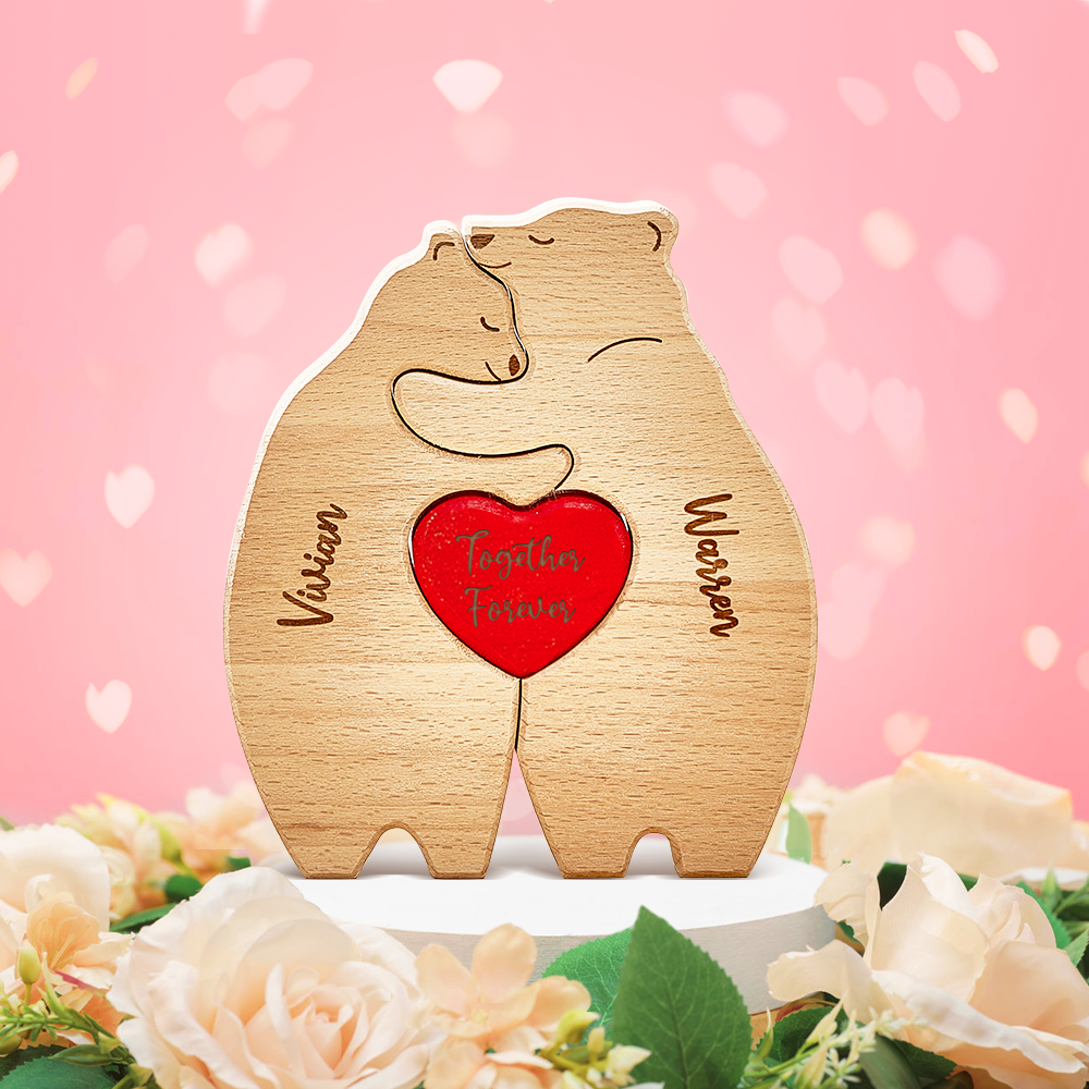 Regalos De San Valentín: Osos De Peluche De Madera Personalizados, Rompecabezas Con Nombres De Familiares, Regalos De Decoración Para El Hogar. - GiftlabES