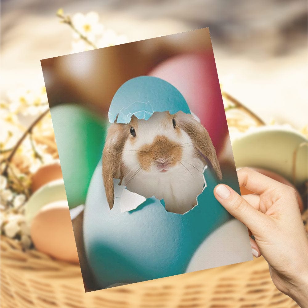 Tarjeta De Pascua De Estilo Vintage Con Conejito, Tarjeta De Felicitación Para La Familia - GiftlabES