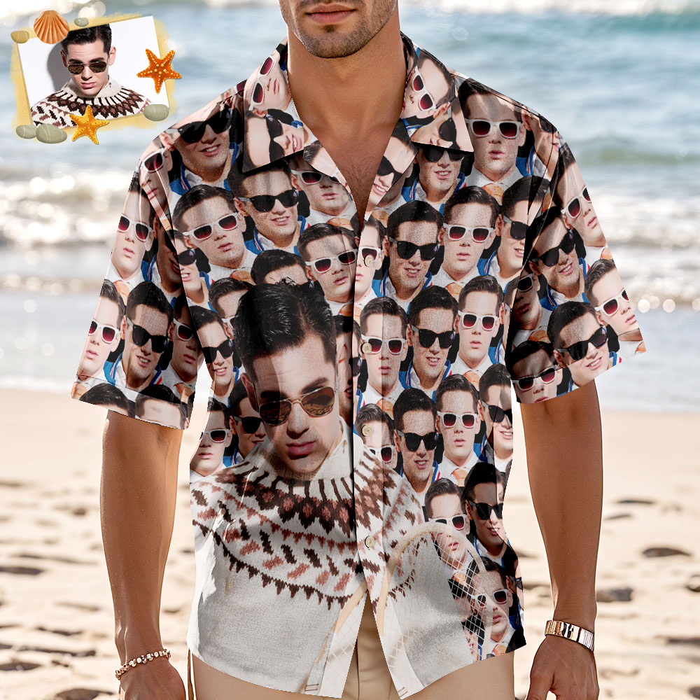 Camisa Hawaiana Personalizada Con Estampado De Mash Face, Camisa Aloha Personalizada Para Vacaciones Para Hombres - GiftlabES