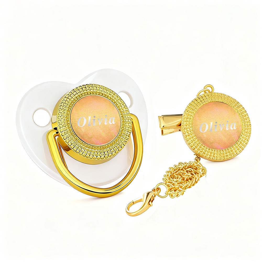 Chupete Personalizado De Oro Rosa, Chupete Personalizado Para Bebé, Regalo De Lujo Para Baby Shower, Chupete Elegante Con Brillo, Recuerdo Para Recién Nacido, Regalo De Recuerdo Para Bebé - GiftlabES